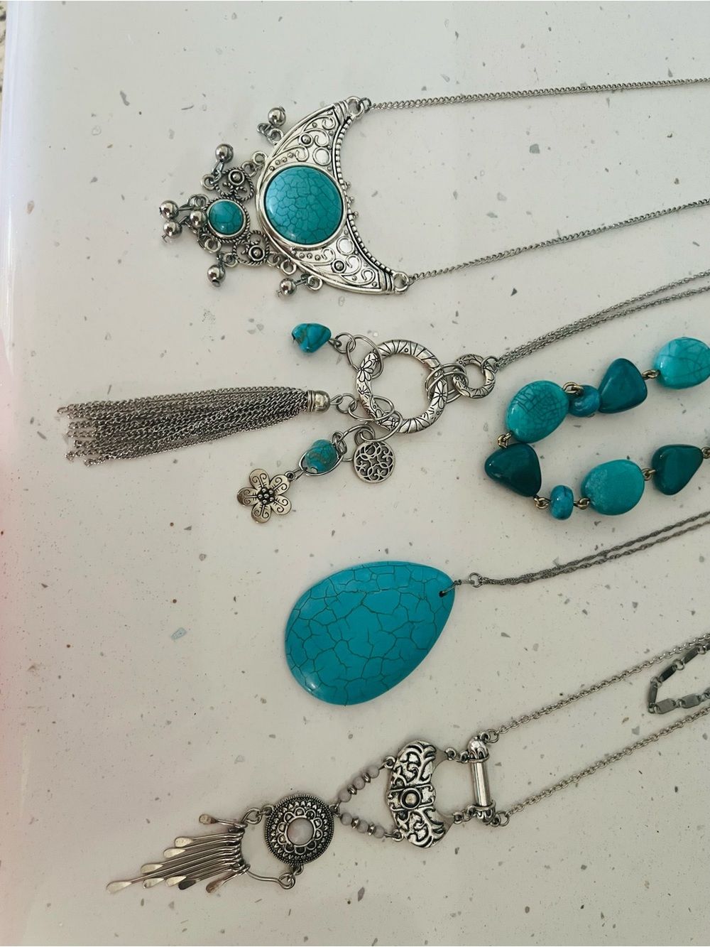 Turquoise Stone Layered Pendants Necklaces BUNDLE 5 pieces - Women Jewelry